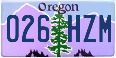 OR license plate 026HZM