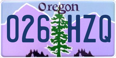 OR license plate 026HZQ