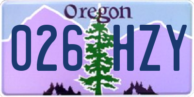 OR license plate 026HZY