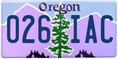 OR license plate 026IAC