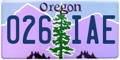 OR license plate 026IAE