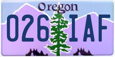 OR license plate 026IAF