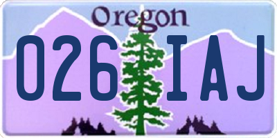OR license plate 026IAJ