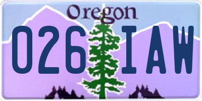 OR license plate 026IAW