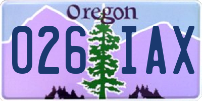 OR license plate 026IAX
