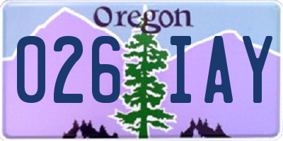 OR license plate 026IAY