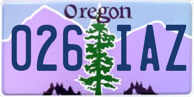 OR license plate 026IAZ