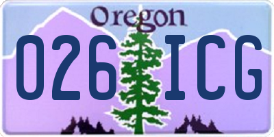 OR license plate 026ICG