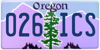 OR license plate 026ICS