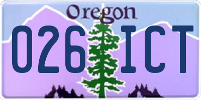 OR license plate 026ICT