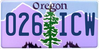 OR license plate 026ICW