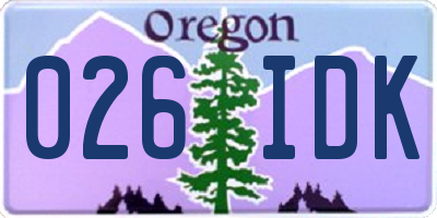 OR license plate 026IDK