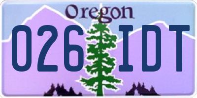 OR license plate 026IDT