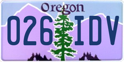 OR license plate 026IDV