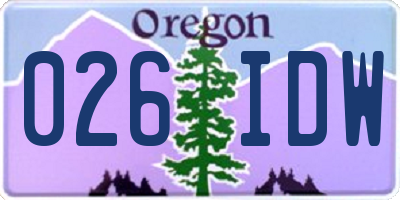 OR license plate 026IDW