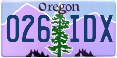 OR license plate 026IDX