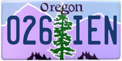 OR license plate 026IEN