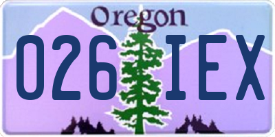 OR license plate 026IEX