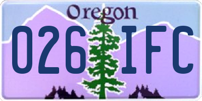 OR license plate 026IFC