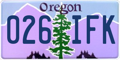 OR license plate 026IFK