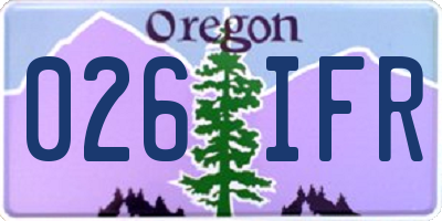OR license plate 026IFR