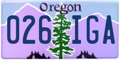 OR license plate 026IGA