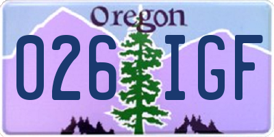 OR license plate 026IGF