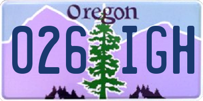 OR license plate 026IGH