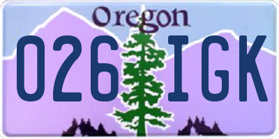 OR license plate 026IGK