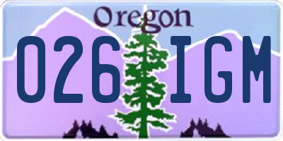 OR license plate 026IGM