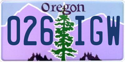OR license plate 026IGW