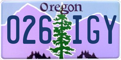 OR license plate 026IGY
