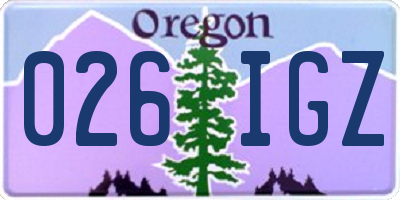 OR license plate 026IGZ