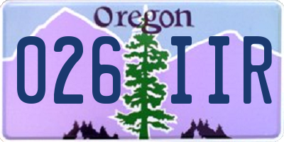 OR license plate 026IIR
