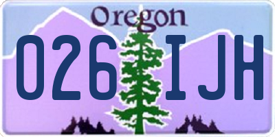 OR license plate 026IJH