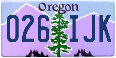 OR license plate 026IJK