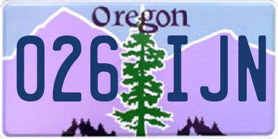 OR license plate 026IJN