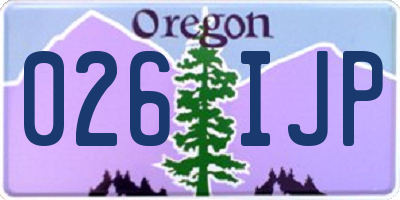 OR license plate 026IJP