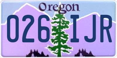OR license plate 026IJR