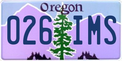 OR license plate 026IMS