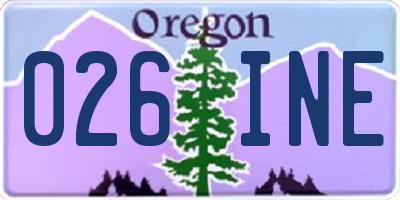 OR license plate 026INE
