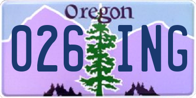 OR license plate 026ING