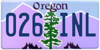 OR license plate 026INL