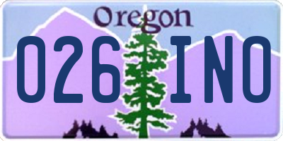 OR license plate 026INO