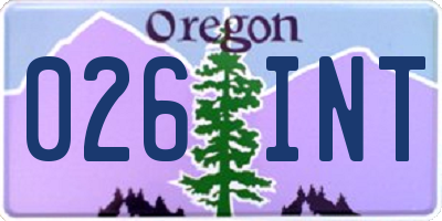 OR license plate 026INT
