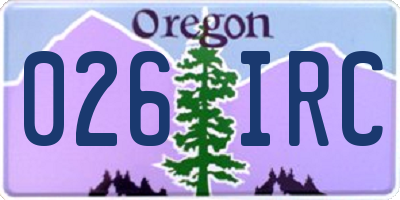 OR license plate 026IRC
