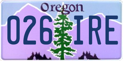 OR license plate 026IRE
