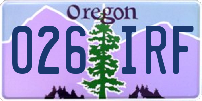 OR license plate 026IRF
