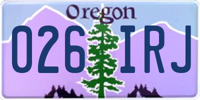 OR license plate 026IRJ