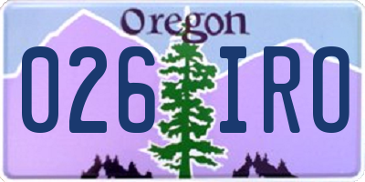 OR license plate 026IRO